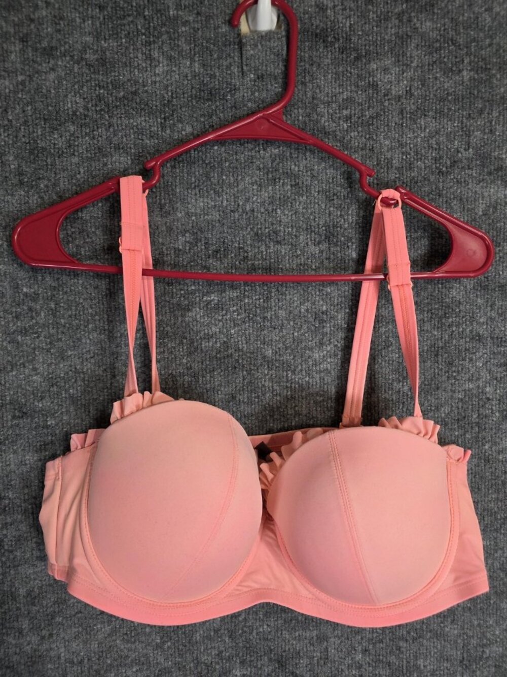 Torrid Bra Womens 1 Strap Ruffle Underwire Padded Swimsuit Top Discoloration